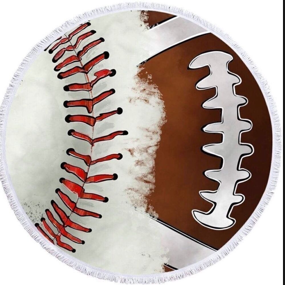 Oversized 59” Football Baseball Sports Round Beach Towel Blanket Summer New